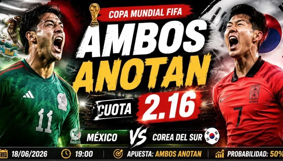 México contra Corea del Sur: Ambos equipos anotan @2.16